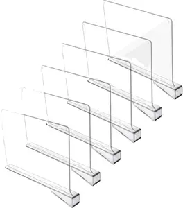 6 Pcs Clear Acrylic Shelf Dividers, Closets Shelf and Closet Separator for  Organization in Bedroom, Kitchen and Office Shelves 