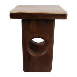 Tavolino quadrato con piano in marmo e base in legno per l'arredamento di soggiorno e camera da letto - Product Image 3