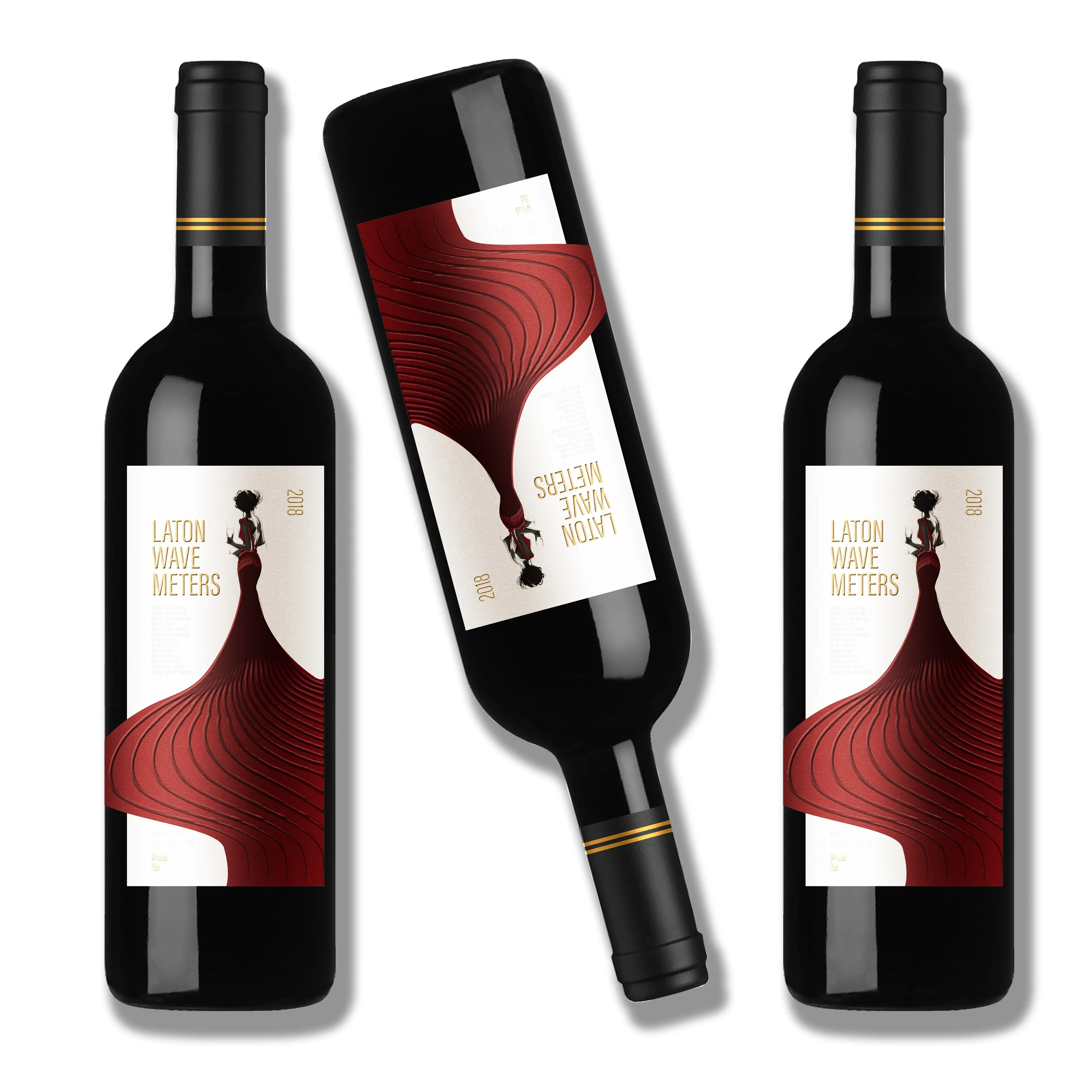 Kertas Cetak Kustom Dapat Dilepas Label Stiker Perekat Diri untuk Botol Anggur dengan Deboss Foil Stamping Laminasi Dalam Gulungan