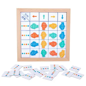 Kids early educational toy 2 in 1 wooden learning direction and drawing graffiti busy board