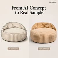 Yangyangpet Premium Cordstoff Gold Rundes Rutschfestes Hundebett mit Luxuriösem Design