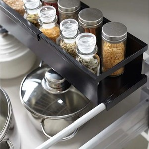 <b>Kitchen</b> Cabinet Pull Out <b>Drawer</b> <b>Organizer</b> Expandable Rectangular White And Black For Kitchenware Storage - Product Image 2