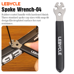 Clé à rayons de vélo LEBYCLE MTB Road Bike Premium en acier au carbone, outil à rayons 3 en 1, 3,3/3,4/3,5 mm, poignée en PVC, clé à rayons de vélo - Product Image 2