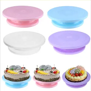 Plateau tournant pour gâteau DIY, moule <span class=keywords><strong>en</strong></span> <span class=keywords><strong>silicone</strong></span> pour pâtisserie, plateau rotatif rond <span class=keywords><strong>en</strong></span> plastique PP, outils de décoration de gâteaux, table rotative, fournitures de pâtisserie - Product Image 1