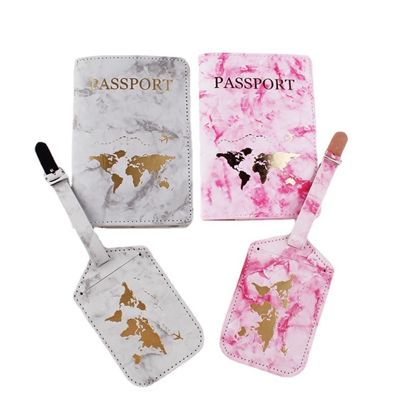 4pcs/set Passport Covers and Luggage Tags Set for Honeymoon Leather Travel Passport Holder Gifts