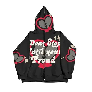 OEM Wholesale Custom Fashion And Makes You Full Of Energy 3d Print Hoodies Men's Hip Hop Full Face Zip Oversized Hoodie