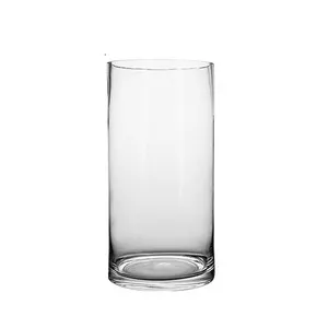 Простой цилиндрический Прямоугольный Стеклянный ваза, Свадебный центральный орнамент, стеклянная ваза для цветов с толстым дном для продажи