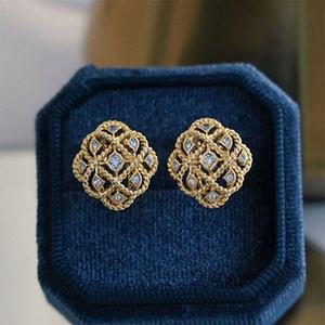 Pendientes de Botón de Flor con Circonita, Chapados en Oro de 18K y Platino, Estilo Cristiano Moderno, Rakol E21090060, para Mujer, Aniversario - Product Image 3