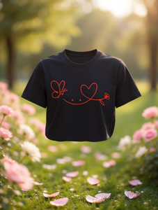 T-Shirt da Donna per San Valentino con Collo Tondo, Stampa Cuore e Farfalla, Stile Romantico Casual, Primavera Estate, 100% Cotone Jersey - Product Image 2