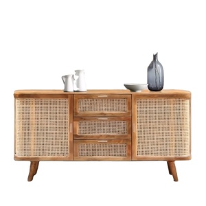 Wooden <b>Sideboard</b> Cabinet Cane Doors <b>Storage</b> Unit Modern Living Room Furniture Contemporary Design - Product Image 1