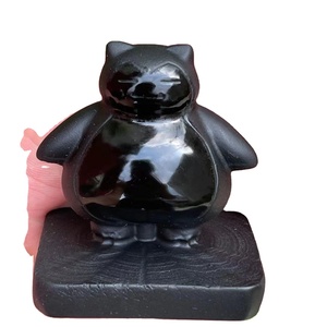 Bán buôn tự nhiên chữa bệnh tinh thể đá khắc Đen obsidian phim hoạt hình nhân vật chạm khắc động vật chạm khắc pokeman Snorlax - Product Image 6