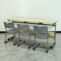 Ensemble de table et de chaise d'école primaire à trois places, réglable en hauteur, mobilier scolaire en bois, ensembles de table et de chaise pour élèves