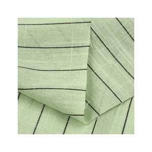 Linen Cotton Poplin <b>Fabric</b> Stripes 120GSM <b>Medium</b> Weight Breathable Apparel Blazer Suits Home Deco <b>Fabric</b> - Product Image 4