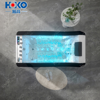 Baignoire Balnéo Hydro Massage Moderne en Acrylique Blanc avec Lumières LED et Cascade, Jacuzzi pour Salle de Bain