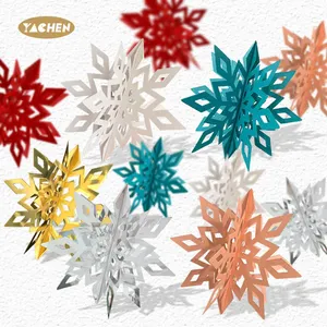 YACHEN Wholesale 6pcs Hanging 3D Paper Snowflakes for Christmas Birthday Winter Party Decorations Supplies