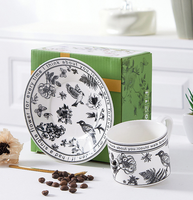 Ensemble tasse et soucoupe en céramique style chic – Mug simple pour le thé de l'après-midi, le petit-déjeuner ou le thé au lait, idéal pour la maison et le bureau
