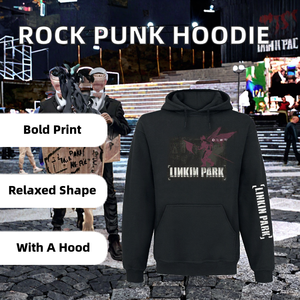 Sweat à capuche ample pour homme en coton tricoté imprimé numérique Rock Punk Linkin Rock Automne/Hiver Imperméable Hip Hop - Product Image 2