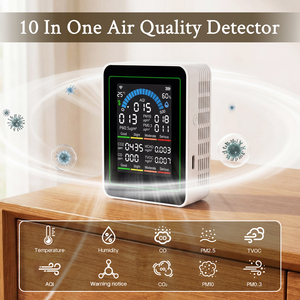 Monitor de Calidad del Aire Interior WIFI 10 en 1, TUYA, CO2, CO, TVOC, HCHO, PM2.5, PM10, Temperatura, AQI, con Pantalla LCD y USB para Hogar y Oficina - Product Image 4
