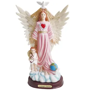 Resin Peace Angel White dove Earth and Child Jesus home desk statue