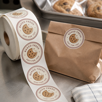 Étiquettes d'emballage en papier kraft, détails de contact du magasin imprimés sur mesure, autocollants bruns pour boulangerie, marquage pour plats à emporter