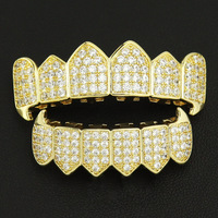 Grillz dentaire arc-en-ciel pour hommes, style Hip Hop Punk Rapper, couleur or, avec zircone cubique (CZ), pour dents supérieures et inférieures, pour fêtes cosplay