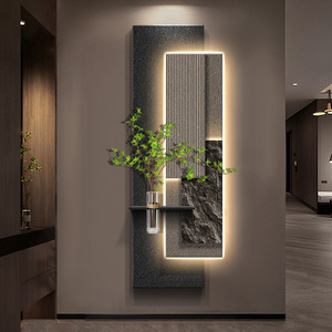 <span class=keywords><strong>Peinture</strong></span> LED Lumineuse en Grès pour Mur de Fond de Salon et Couloir, Décoration Artistique de Plantes Vertes Hydroponiques Créatives - Product Image 4