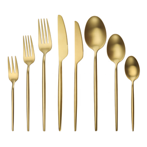 Bán buôn thiết kế mới Bồ Đào Nha mạ Vàng Flatware muỗng nĩa và dao 304 thép không gỉ thiết lập dao kéo cho đám cưới tổ chức sự kiện - Product Image 4