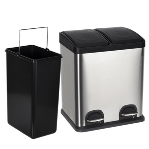 SY tùy chỉnh 2x20l thép không gỉ kép Thùng rác có thể ngăn đôi nhà bếp đạp Thùng rác để sử dụng nhà và lưu trữ - Product Image 4
