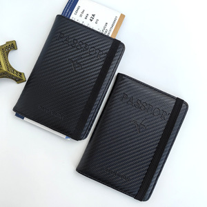 Wholesale Carbon Fibre PU Leather <strong>RFID</strong> <strong>Blocking</strong> Travel Passport Holder <strong>Wallet</strong> With Ticket and ID Card Slots - Product Image 5