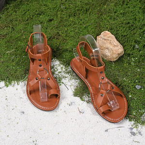 Sandalias Planas de Verano con Tiras Cruzadas Estilo Europeo Americano, Hebilla de Anillo Metálico, Moda, Tallas Grandes para Mujer - Product Image 2