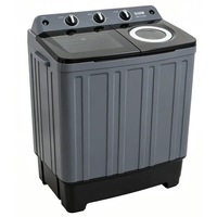 Lave-linge semi-automatique à trois tambours avec programmateur de lavage et minuterie d'essorage, machine à laver portable pour les charges quotidiennes