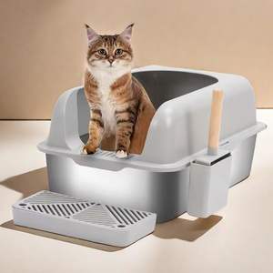 Luxus-WC-<span class=keywords><strong>Jumbo</strong></span> mit Vordertür klappe Upgrade Travel Portable Lightweight Edelstahl <span class=keywords><strong>Cat</strong></span> Katzen toilette - Product Image 1