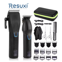 Tondeuse à cheveux professionnelle sans fil Resuxi LM-2027 pour hommes, faible bruit, pour couper les cheveux, ensemble de 2 pièces