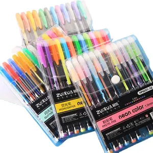 12/18/24/36/48/60 Set di colori al Neon colore schizzo pennarelli penna acquerello Flash Glitter metallo stazionario Set fluorescente pennarelli