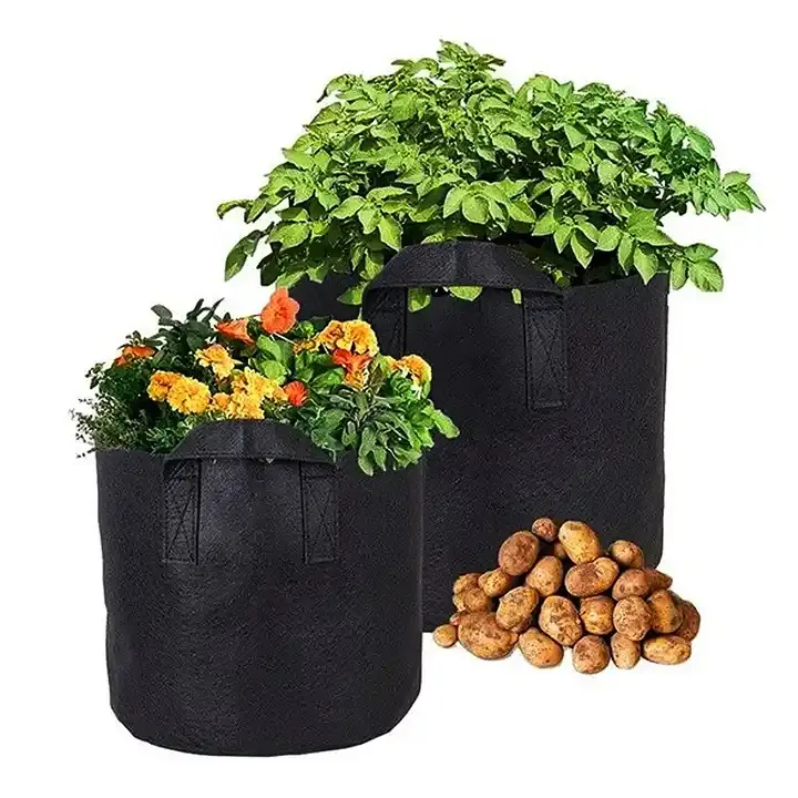 Özel dikim çanta toptan biyobozunur bahçe patates çiçek sebze bitkileri kumaş büyümek teras bahçe için keçe Pot
