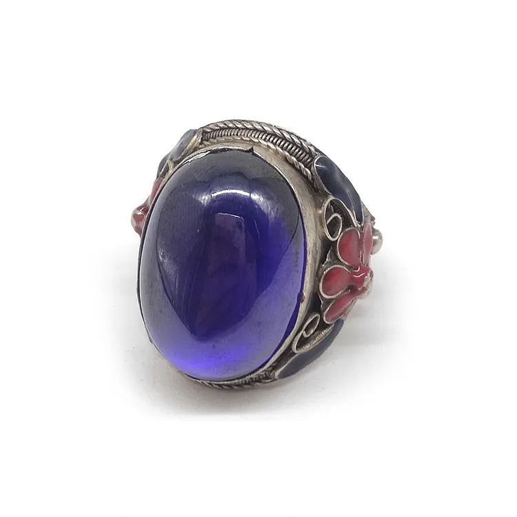 Клуазоне бусина-Стиль мужское кольцо красочные агат ювелирные изделия из перегородчатой эмали
