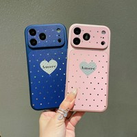 Coque de téléphone en acrylique de luxe avec grand motif cœur laser et pois, pour iPhone 17 16 15 14 Pro Max, mignonne, féminine, anti-chute, vente en gros