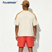 Kuenzi Kaos Lengan Pendek Oversized Color Blocking Cepat Kering Sensasi Dingin Antibakteri 7A Katun 240GSM untuk Pria