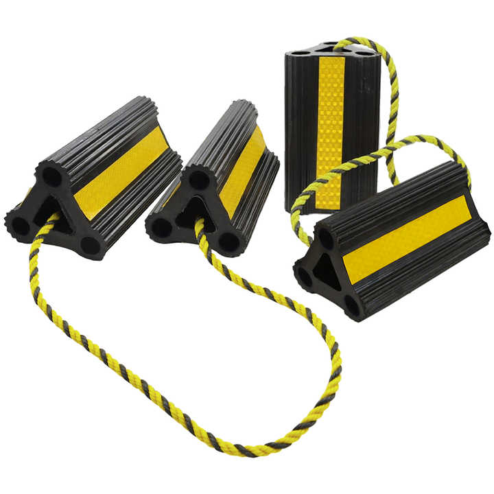 Trailer Chocks Heavy Duty Wheel Chocks - 4 Pack Rubber Tire Blocks With Rope For RV Trailer Truck Trailer Safety Chocks