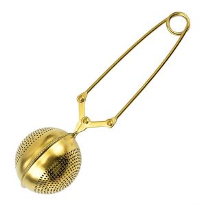 Filtre à café réutilisable en acier inoxydable 304 sur mesure, infuseur à boule dorée en maille métallique à clipser pour thé en vrac, vente en gros - Product Image 2