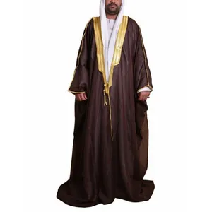 Oem Odm Gratis Maten Qatar Mannen Thobe Moslim Met Capuchon Goede Prijzen Luxe Abaya Dubai Moslim Mannen Gewaad