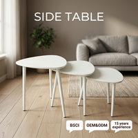 Table basse carrée traditionnelle en fer et table d'appoint, ensemble de 3 pièces pour le salon, meubles écologiques