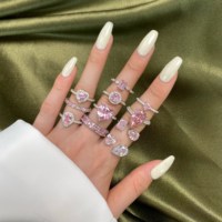 Bagues de Fiançailles Dylam de Luxe en Argent Sterling 925, Cœur Rose Diamant, Zircone Cubique, Plaqué Rhodium