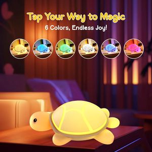 Lampe <span class=keywords><strong>tortue</strong></span> en silicone avec 7 modes de couleur pour la chambre des enfants, lampe de nuit rechargeable pour la chambre de bébé, lumière LED douce au toucher - Product Image 6