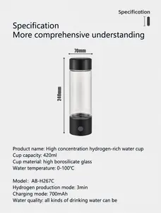 2024 Best Portable 3000ppb Hydrogen Water Bottle H2 Hydrogen Water Generator Inhaler Ionizer Dropshipping Price 10 Minutes