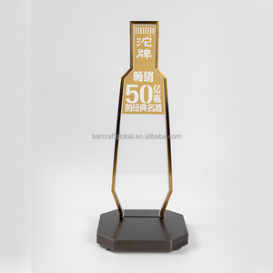 Barcraft tùy chỉnh hiện đại <span class=keywords><strong>LED</strong></span> thắp sáng thép không gỉ rượu Kệ Rack hiển thị cho Whisky & cognac Máy tính để bàn sử dụng - Product Image 1