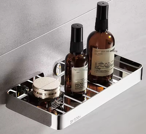 Porte-savon rectangulaire en acier inoxydable avec égouttoir intégré, fixation murale, accessoire de salle de bain minimaliste, finition polie - Product Image 3