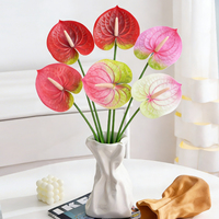 Bunga Anthurium Sentuhan Asli Buatan Dekorasi Rumah Lateks Bunga Merah Anthurium Latar Belakang Pernikahan Pesta Rangkaian Bunga