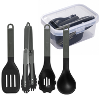 Mini ensemble d'ustensiles de barbecue en silicone pliables en 4 pièces, outils de cuisine portables résistants à la chaleur pour le camping et la cuisine