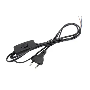 1.9M 220V 2pin Euro Plug Kabel Daya Listrik dengan Inline Switch untuk DIY Menggantung Cahaya